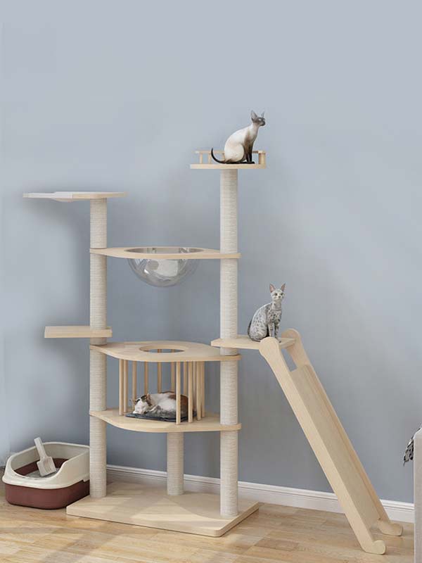 Wholesale pine solid wood multilayer board cat tree cat tower cat climbing frame 105-212 www.cattree-factory.com