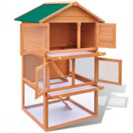 Two Layers Wooden Rabbit Cage Outdoor Pet House-06-0006