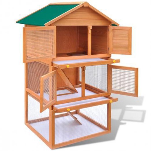 Two Layers Wooden Rabbit Cage Outdoor Pet House Large House for Rabbits Wood Rabbit Cage & Rabbit House pet cage
