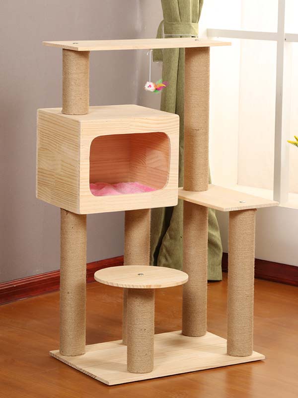 Melhor gato árvore pinho corda de cânhamo coluna escada gato casa quente brinquedo para gato 06-1165 www.cattree-factory.com