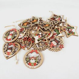 Wooden Hanging Christmas Tree Hollow Wooden Pendant Scene Decoration www.cattree-factory.com