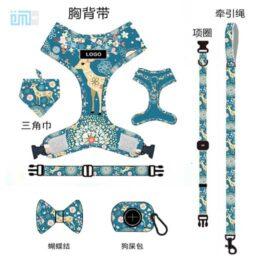 Pet harness factory new dog leash vest-style printed dog harness set small and medium-sized dog leash 109-0003 www.cattree-factory.com