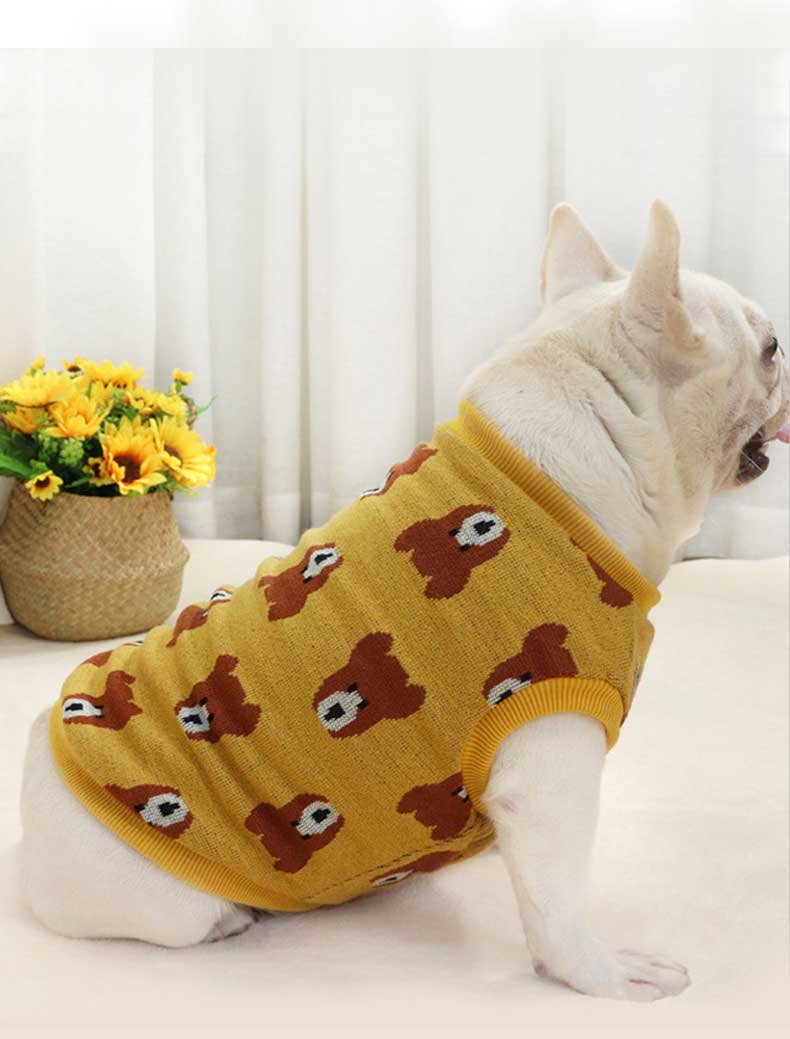 GMTPET Autumn and winter thickened dog clothes bear jacquard fat dog short body bulldog clothes thickened method bucket plus velvet vest 107-222022 www.cattree-factory.com