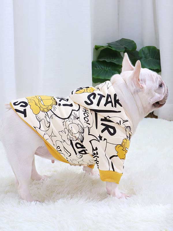 GMTPET French fighting clothes autumn new products Garfield cartoon hooded sweater fat dog pug bulldog dog clothes sweater 107-222028 Dog Clothes: Shirts, Sweaters & Jackets Apparel 107-222028