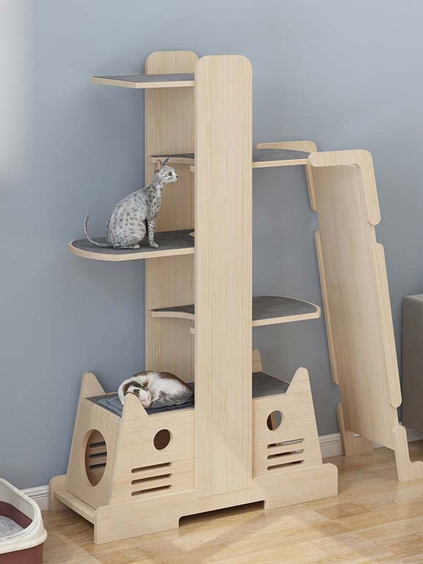 Wholesale pine solid wood multilayer board cat tree cat tower cat climbing frame 105-207 Cat Trees Cat Tower 105-207