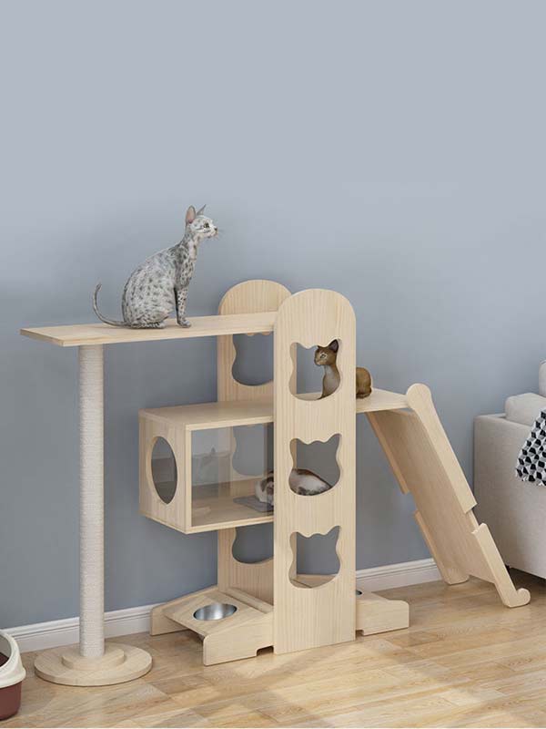 Wholesale cat scratching furniture wood multilayer board cat tree cat tower cat climbing frame 105-208 Cat Trees Cat Tower 105-208