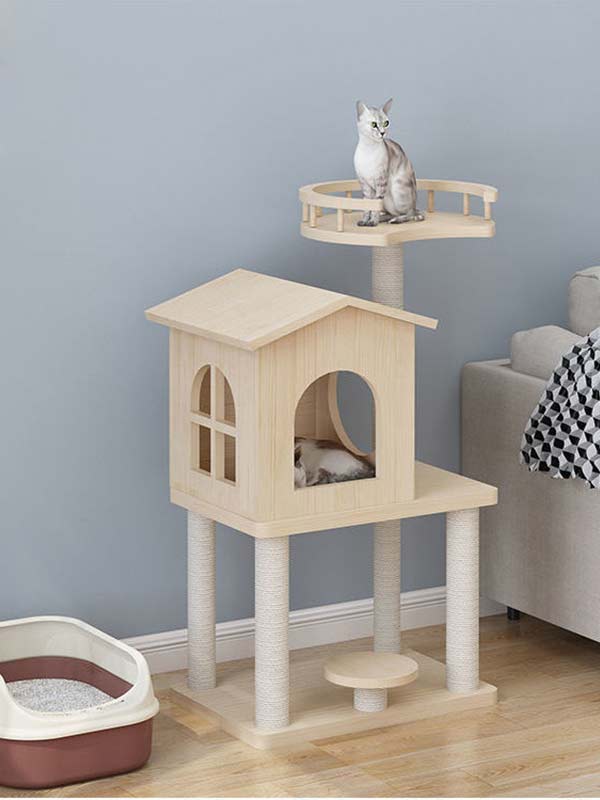 Wholesale cat tree kitty condo solid wood board cat tree cat tower cat climbing frame 105-209 Cat Trees Cat Tower 105-209