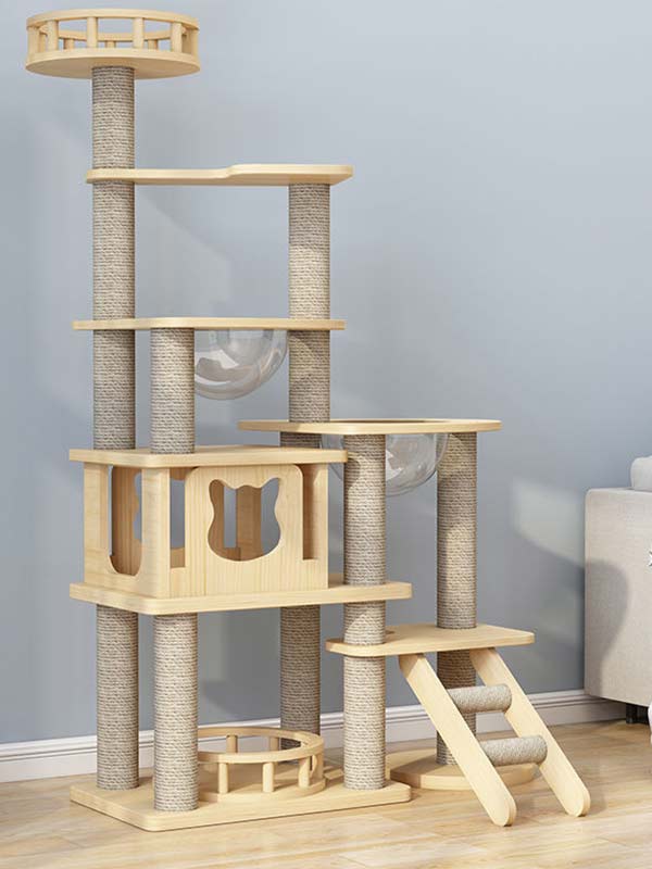 Wholesale big cat tree pine solid wood multilayer board cat tower large cat climbing frame 105-217 Cat Trees Cat Tower 105-217