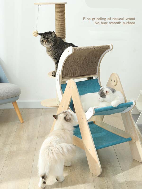 Factory Wholesale cat hammock pine solid wood multilayer board cat tree cat tower cat climbing frame 105-222 Cat Trees Cat Tower 105-222